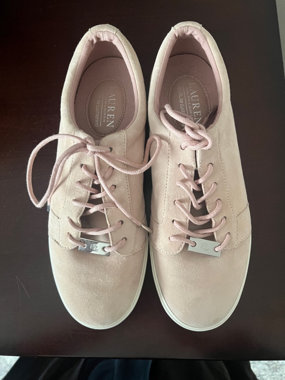 Lauren Ralph Lauren Blush Pink Suede Lace-Up Sneakers